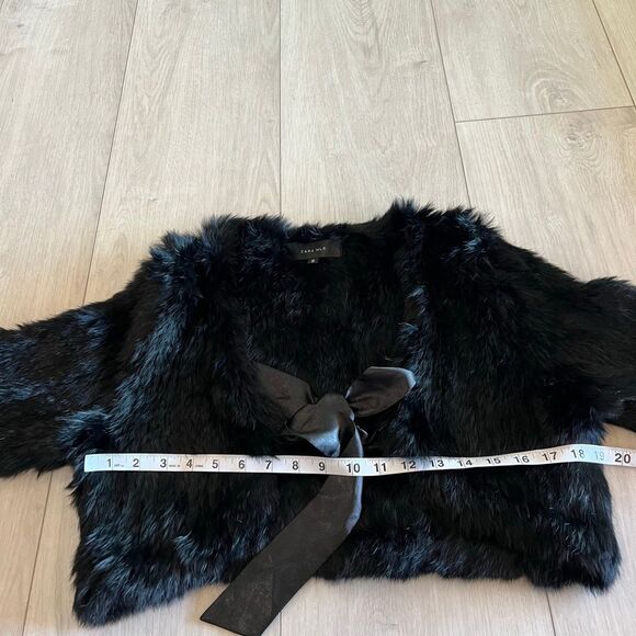 Zara MLS black faux fur bolero jacket with a front tie closure size s - Picture 3 of 8